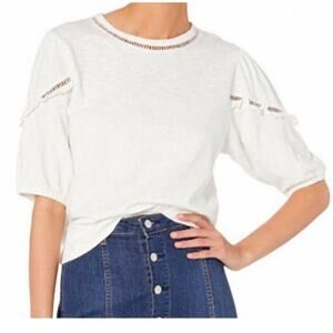 Frye Puff Sleeve Blouse Top Egret Size Medium